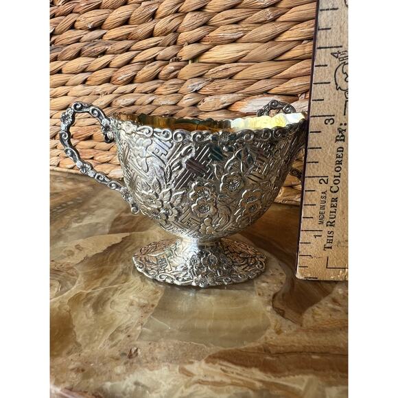 Japanese vintage silver-plated sugar bowl and creamer. - Picture 8 of 10